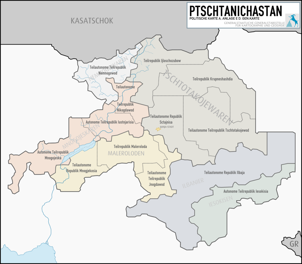 Ptschtanichastan - Politische Karte