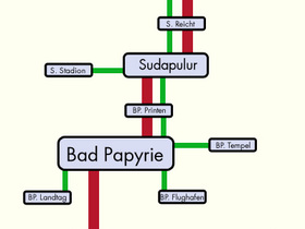 Dionysos - Papyrie - Linienplan der VVP
